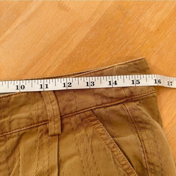 Anthropologie Scout Slim Pleated Pants Size 28 Tan Brown Embroidered Stripes - Picture 8 of 10